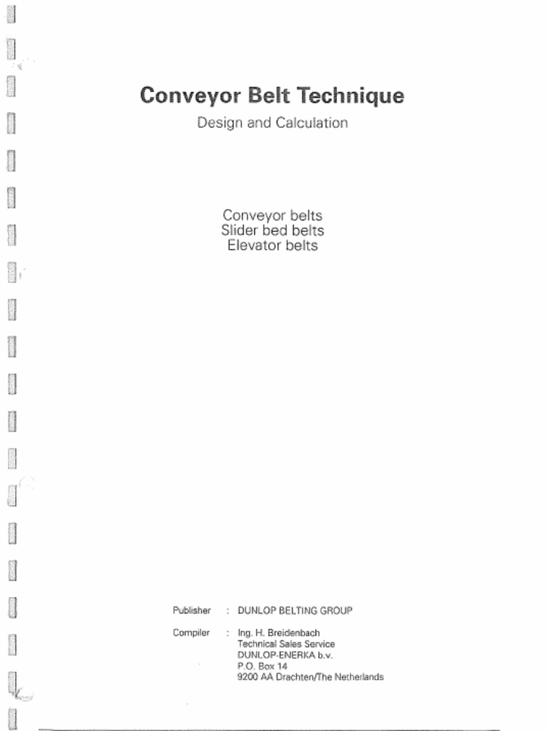 dunlop conveyor belt technique design and calculation