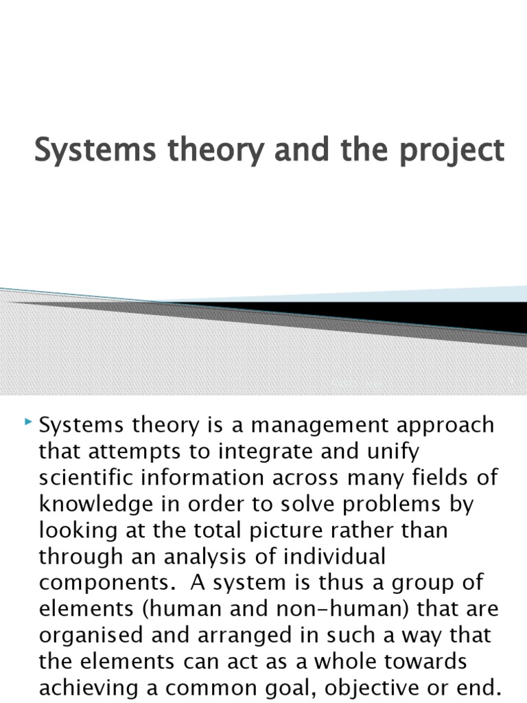 Systems Theory in Project Management | PDF | System | Systems Theory