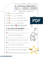 Grammar Worksheet on "Have to" and "Don't Have to