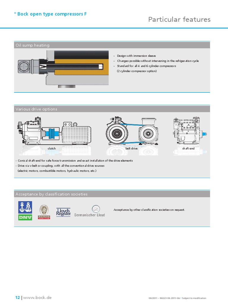Particular Features: ° Bock Open Type Compressors F | PDF