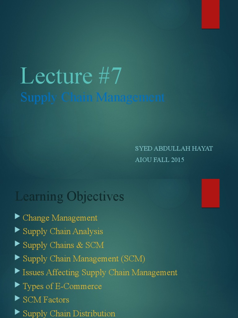 AIOU Lecture 7 on Supply Chain Management PDF Supply Chain