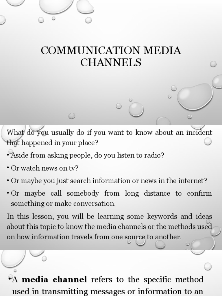 Understanding Media Communication Channels | PDF | New Media | Mass Media