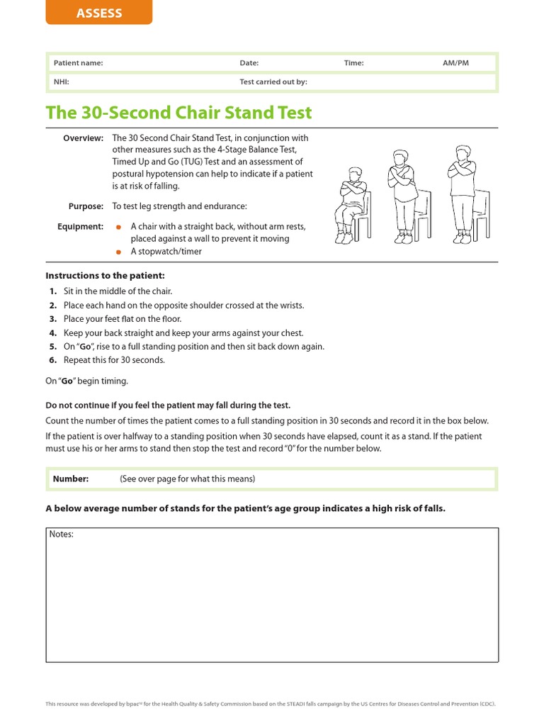 30-Second Chair Stand Test for Seniors | PDF | Centers For Disease ...