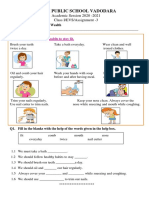 Delhi Public School Vadodara: Academic Session 2020 - 2021 Class I/EVS/Assignment - 3