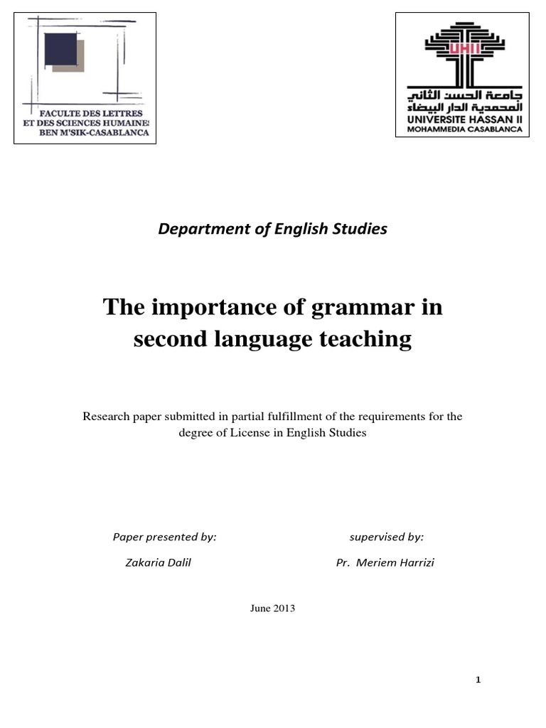 Importance of Grammar in Language Teaching | PDF | Second Language ...