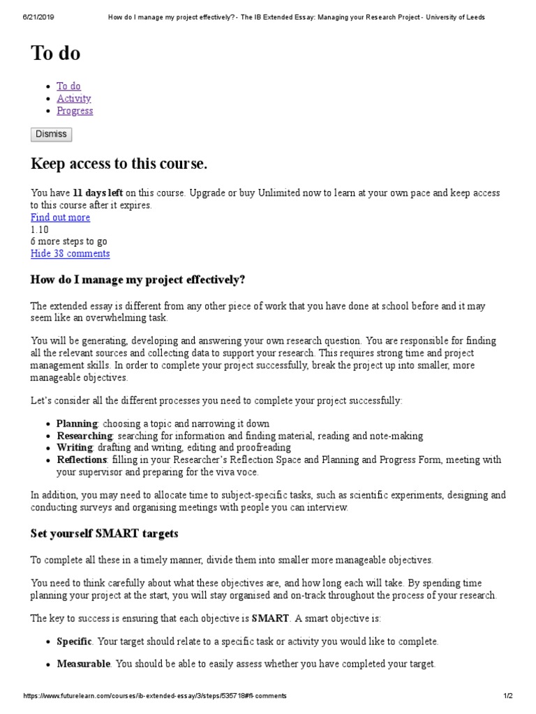 How Do I Manage My Project Effectively - The IB Extended Essay ...