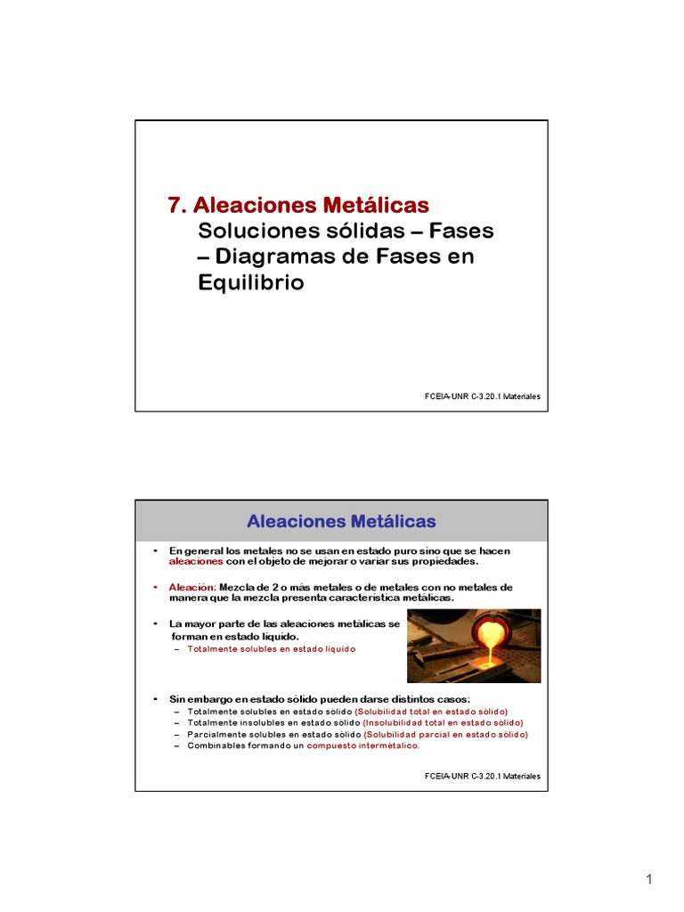 Aleaciones Metálicas y Diagramas de Fases | PDF | Fase (materia) | Mezcla