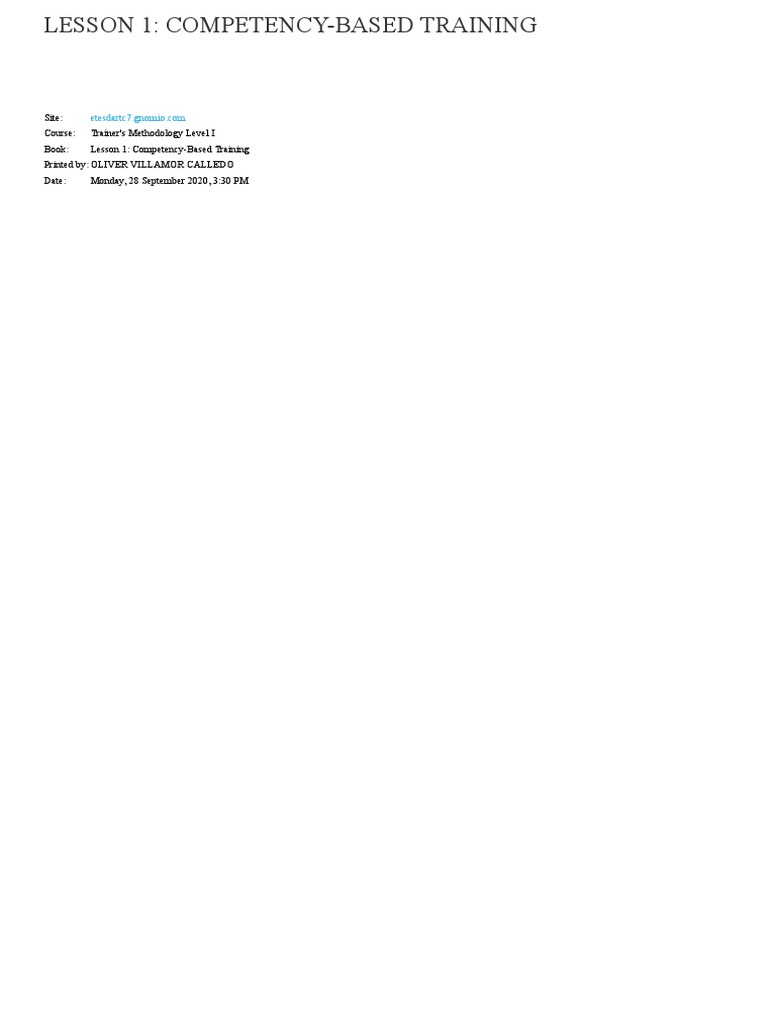 Lesson 1 - Competency-Based Training | PDF | Competence (Human ...