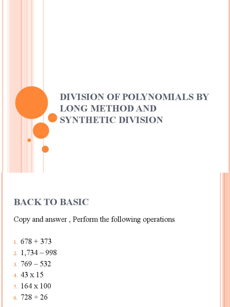 Polynomial Division Methods Explained | PDF