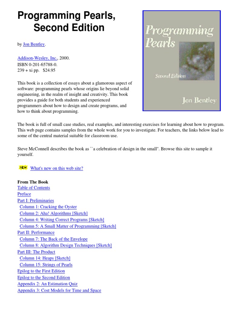 Programming Pearls, Second Edition: From The Book | PDF