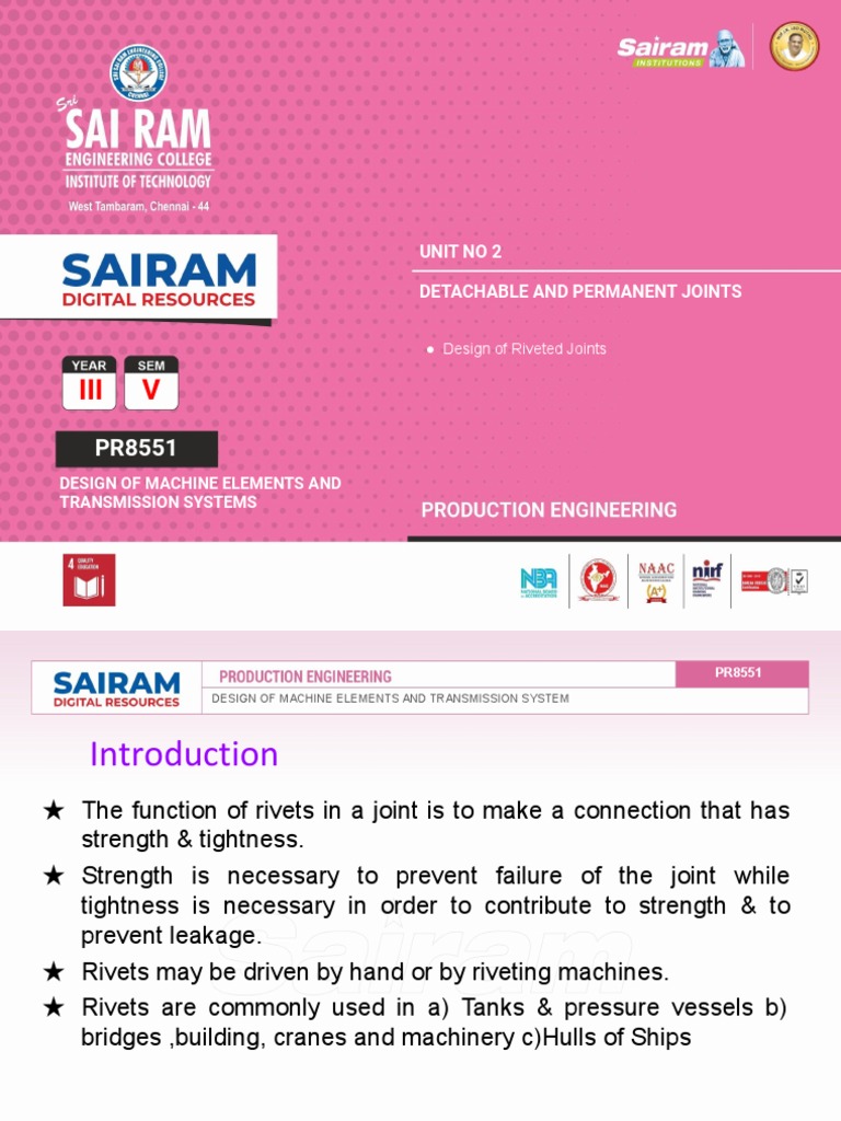 Design of Riveted Joints PDF Rivet Stress (Mechanics)