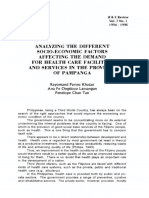 Analyzing The Different Socio Economic Factors Affecting The Demand For Health Care Facilities and Services in The Province of Pampanga