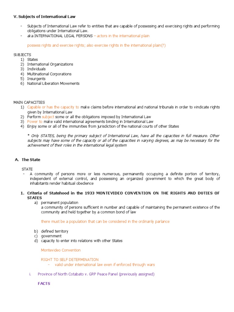 Subjects of International Law Explained | PDF | Sovereign State ...
