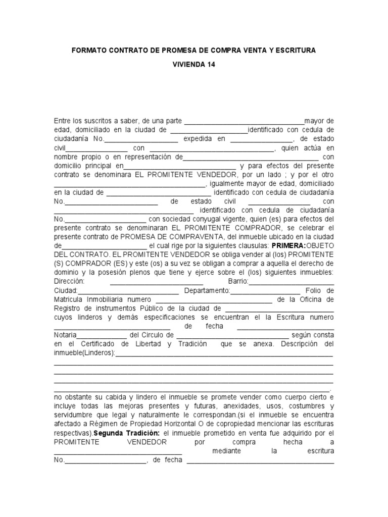 Formato Promesa de Compraventa Inmobiliaria | PDF | Ley común | Justicia