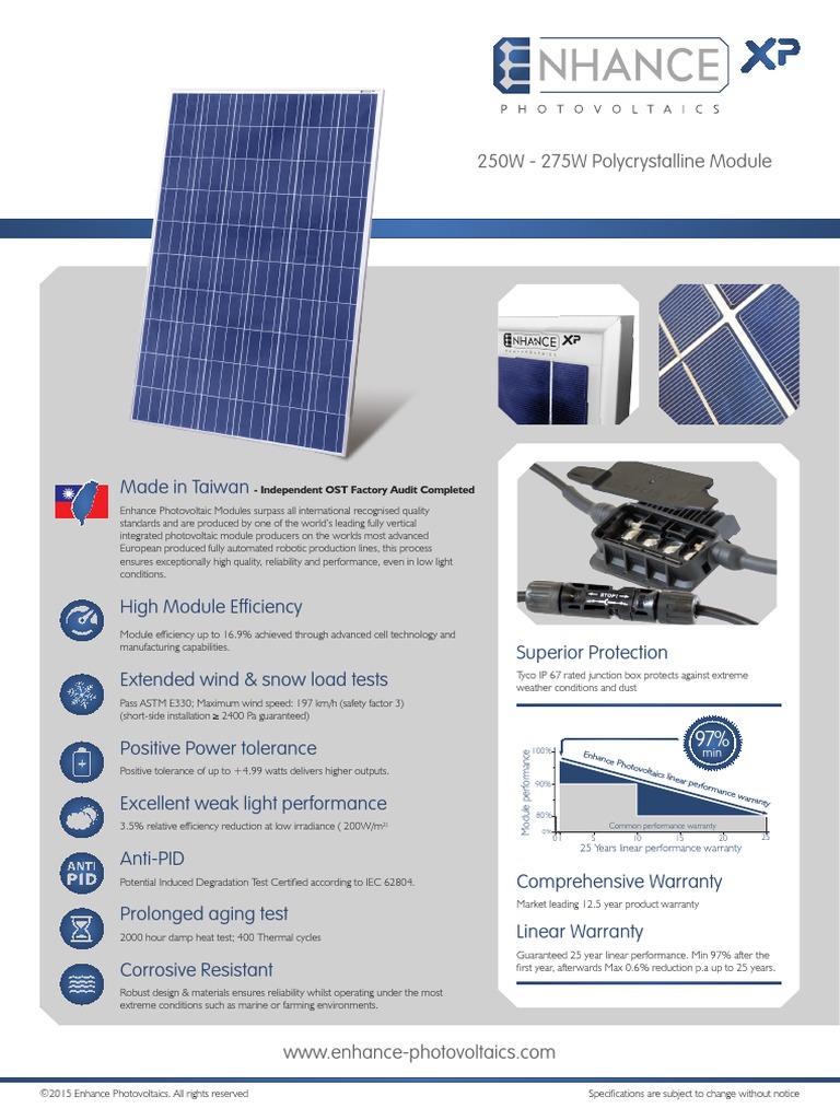 250W - 275W Polycrystalline Module: Made in Taiwan | PDF
