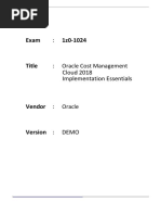 Exam 1z0-1024: Oracle Cost Management