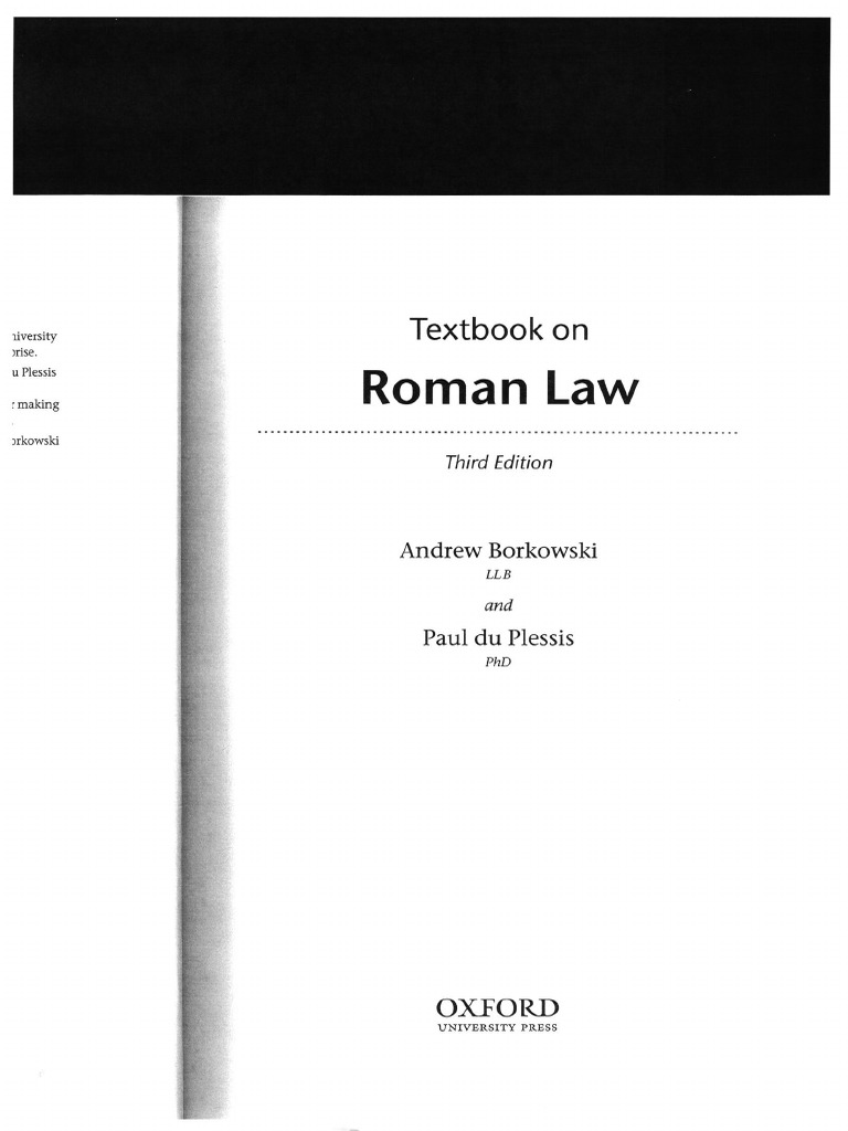 Borkowski's Roman Law Textbook Overview | PDF | Roman Law | Law Of ...