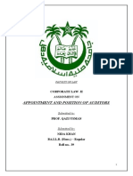 Appointment and Position of Auditors: Corporate Law-Ii