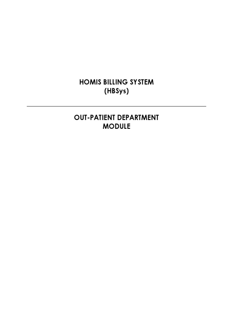 HOMIS OPD Module User Manual | PDF | Patient | Software