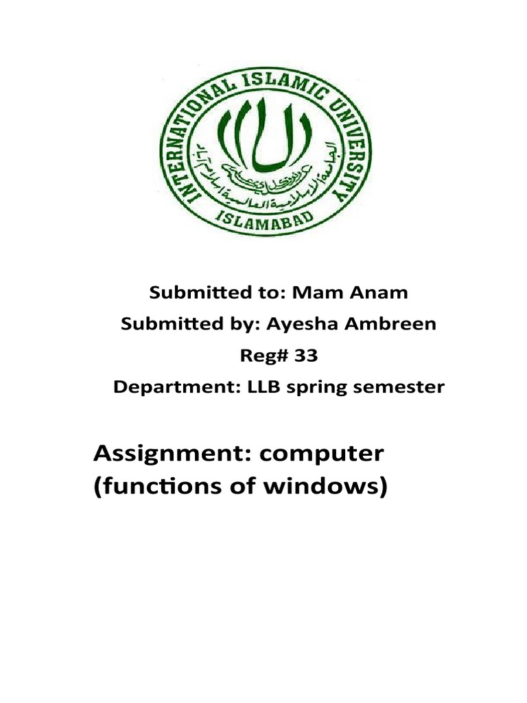 Ayesha Ambreen Windows Assignment 2 | PDF | Windows 10 | Menu (Computing)