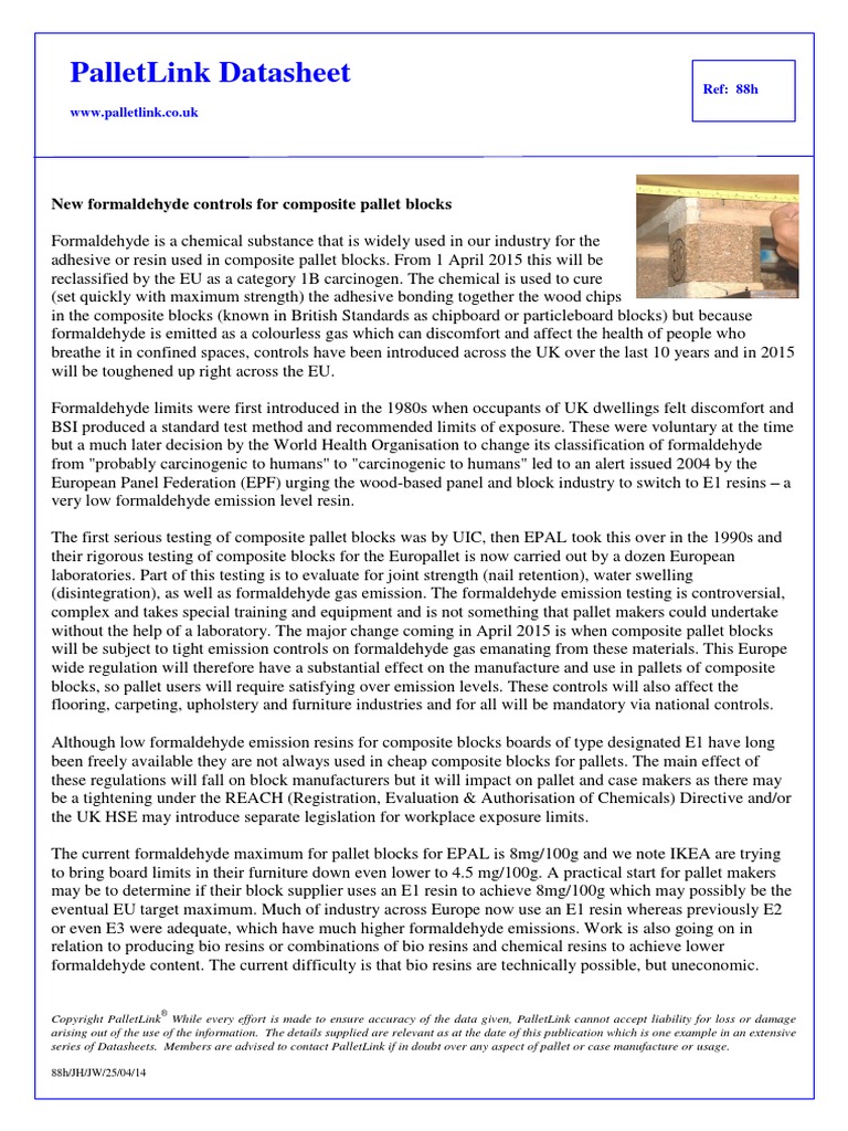 88h New Formaldehyde Controls For Composite Pallet Blocks | PDF ...