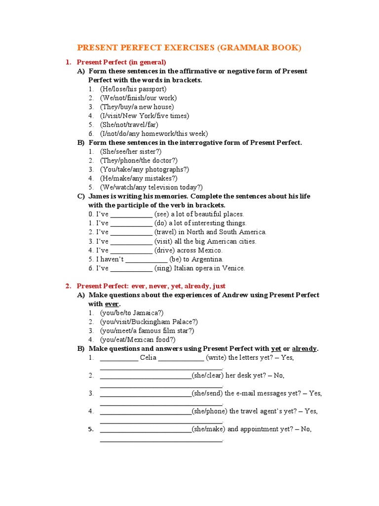 Present Perfect Exercises and Tasks | PDF