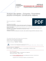 2015 Publi SCL13 - Analyse Des Lipides - Tehcniques de L'ingénieur - Extraction-Paramètres Physico-Chimiques - Constituants Majeurs