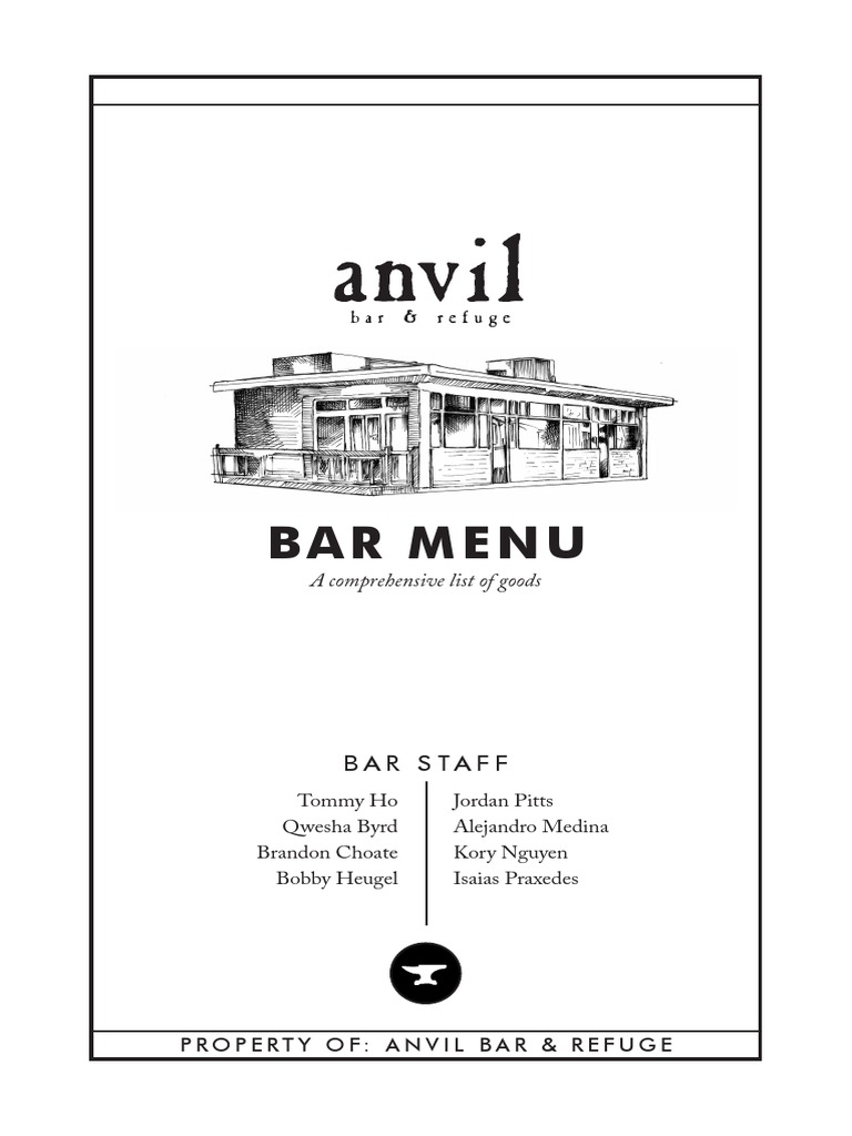 The Anvil Menu – THE ANVIL CLUB, East Dundee – SGTM