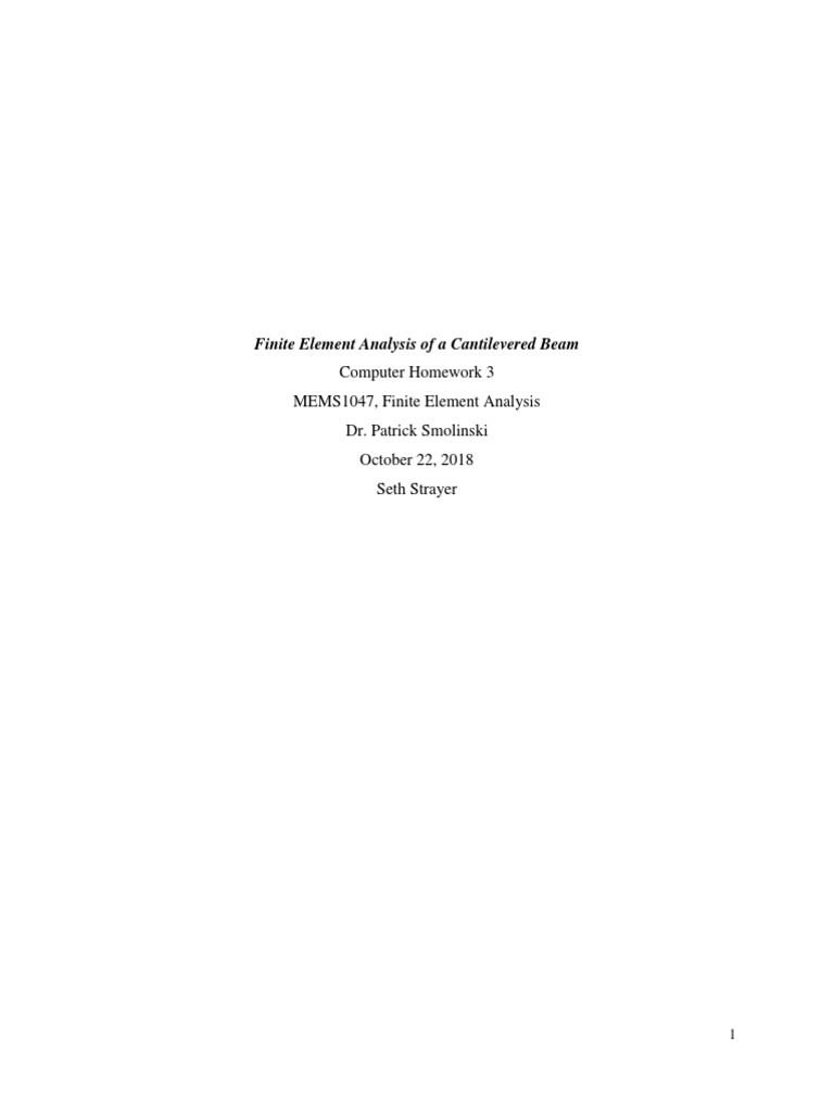 Cantilever Beam Finite Element Analysis | PDF | Bending | Beam (Structure)