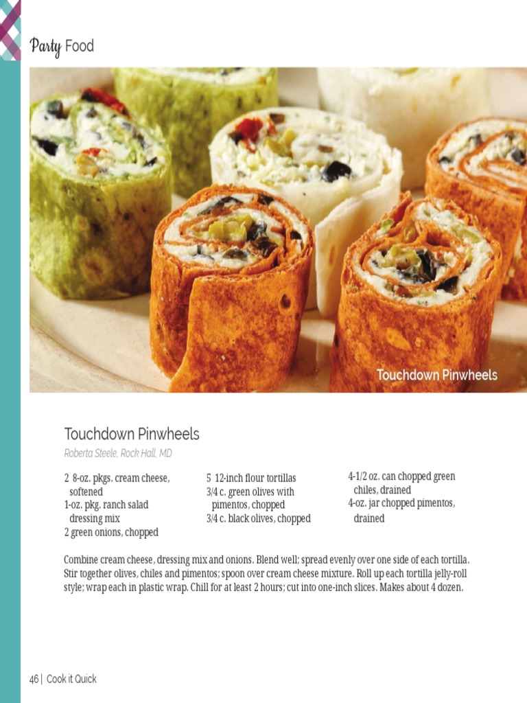 Quick Party Food Recipes: Pinwheels | PDF