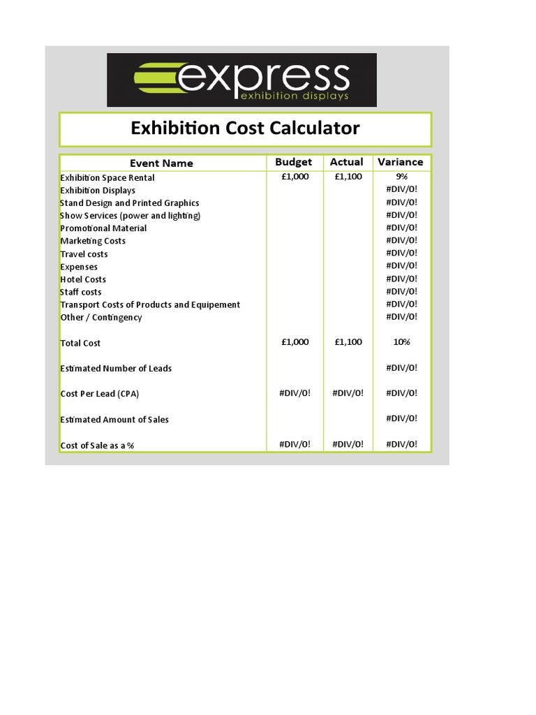 Exhibition Cost Calculator PDF