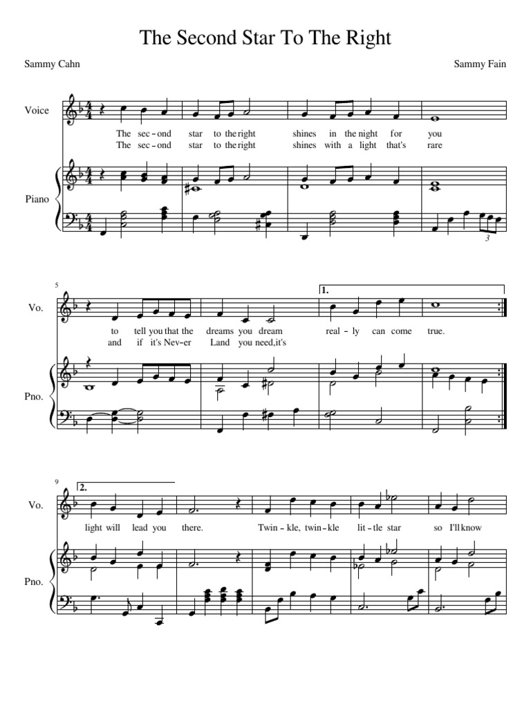 Second Star to the Right Sheet Music | PDF