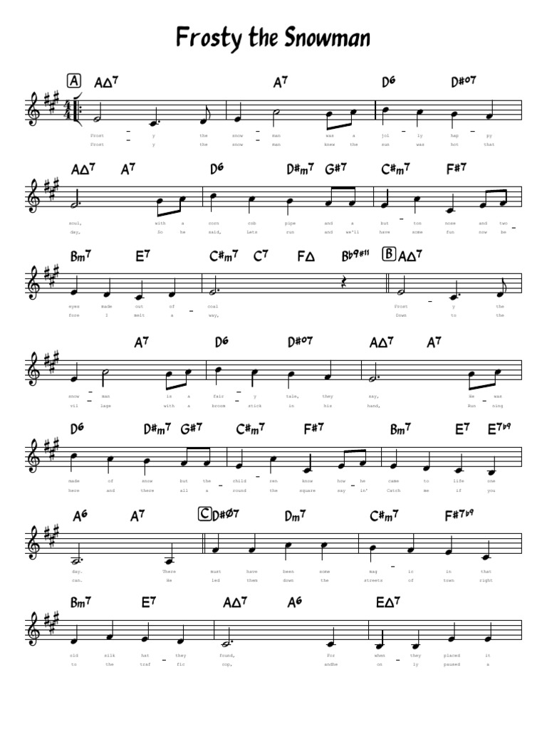 Frosty The Snowman: D D A A | PDF | Christmas Characters | Snow