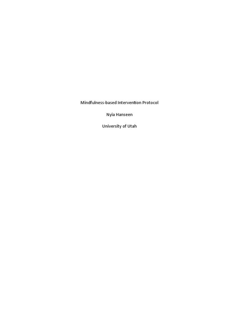 Intervention Protocol - Final Draft | PDF | Mindfulness | Psychotherapy