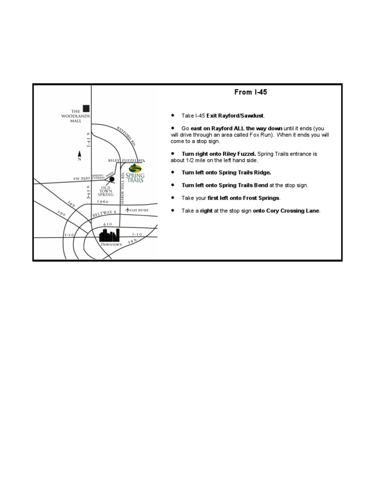 Directions to Spring Trails Community | PDF
