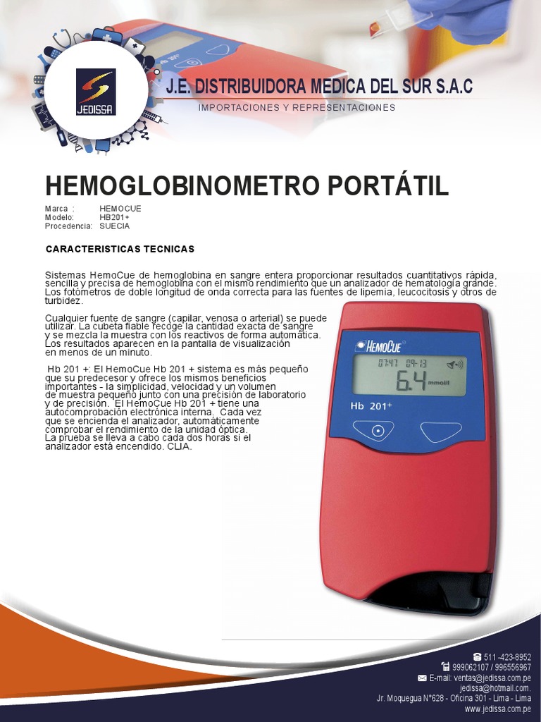 Hemoglobinómetro Portátil HemoCue HB201+ | PDF