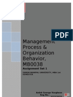 Management Process & Organization Behavior, MB0038: Assignment Set 1