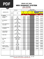 WRX Exhaust System: Price List 2020