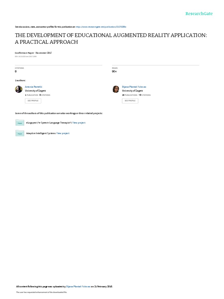 Educational Augmented Reality Development | PDF | Augmented Reality ...