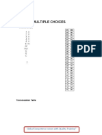 Multiple Choices: Answer Sheet