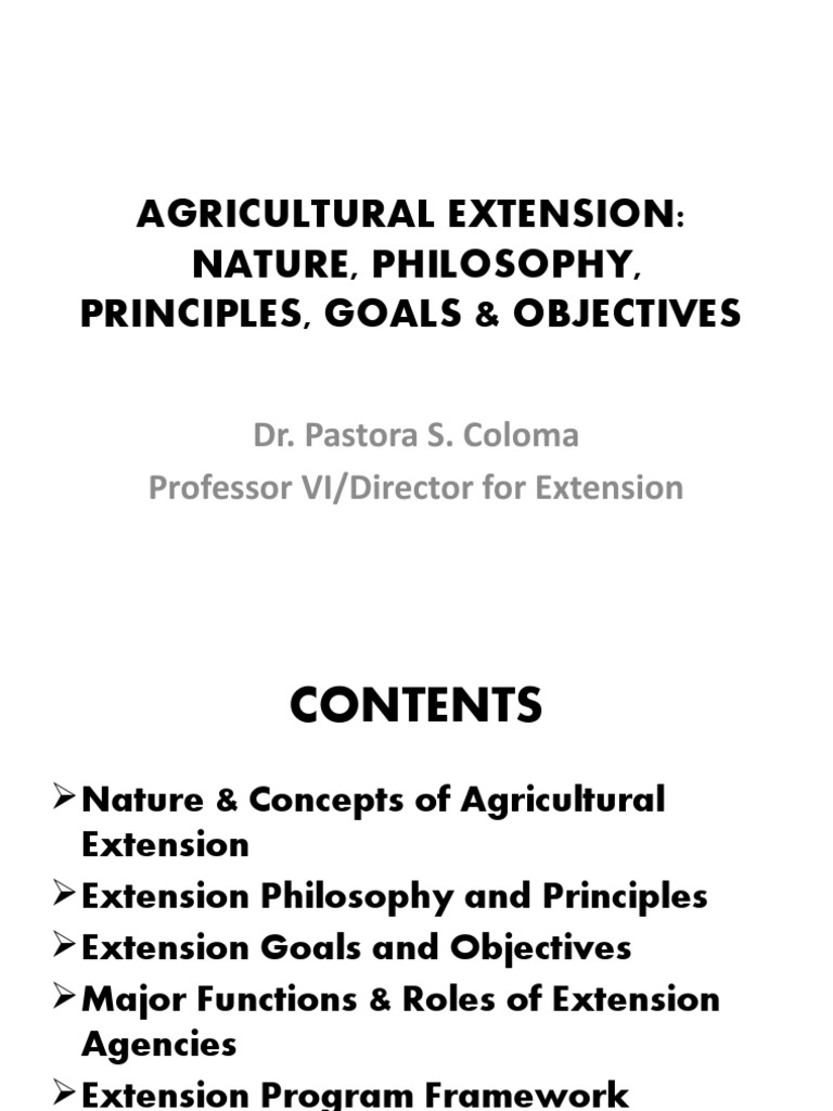 Agricultural Extension: Philosophy & Goals | PDF | Goal | Agriculture