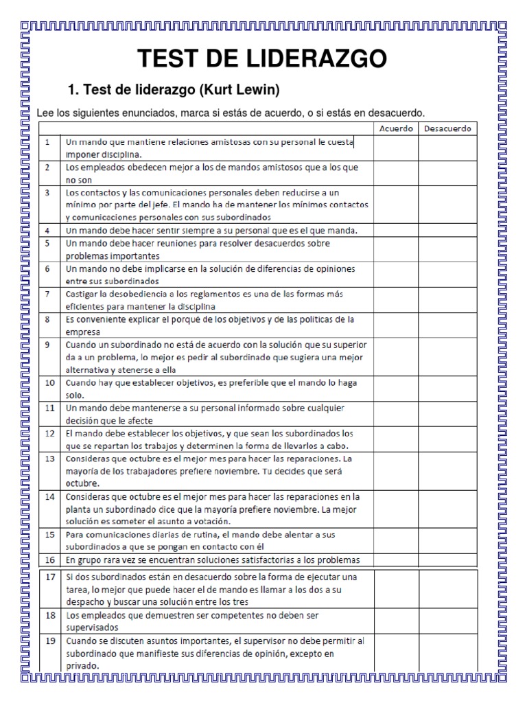 Test de Liderazgo: Evaluación y Resultados | PDF | Liderazgo ...