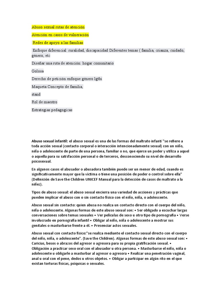 Abuso Sexual Rutas de Atención | PDF | Abuso sexual | Abuso infantil