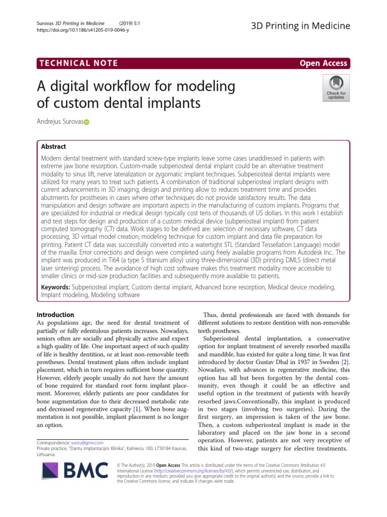 A Digital Workflow For Modeling of Custom Dental I | PDF | Dental ...
