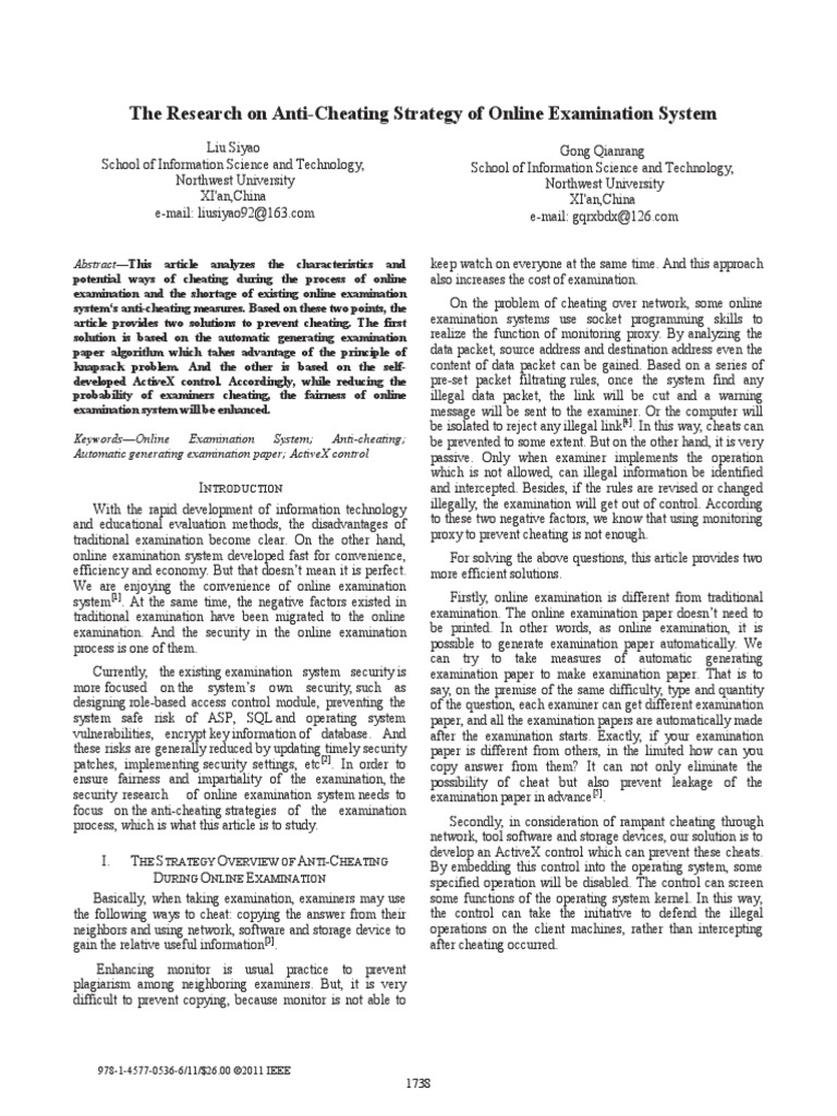 The Research On Anti-Cheating Strategy of Online Examination System ...