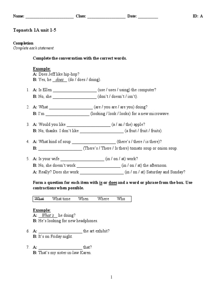 Topnotch 1A Unit 15 PDF PDF