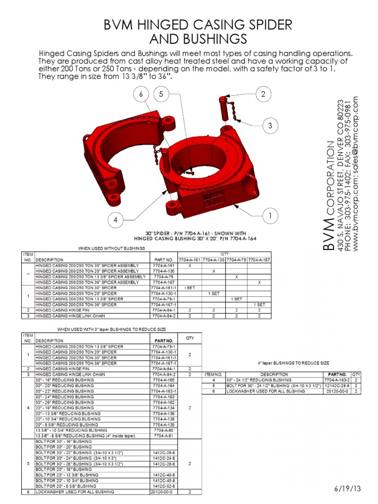 Hinged Casing Spider Specifications | PDF