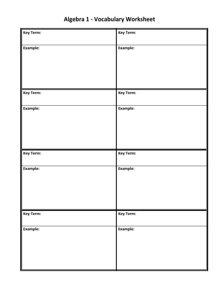 Vocabulary Worksheet PDF