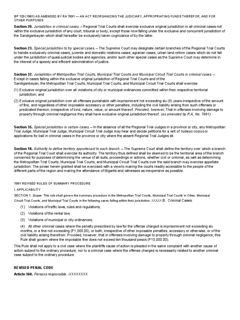Circuit Trial Courts, and Municipal Trial Courts in The Following Cases