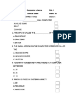 11.03.2020 Computer Science Std. I Annual Exam Marks 30